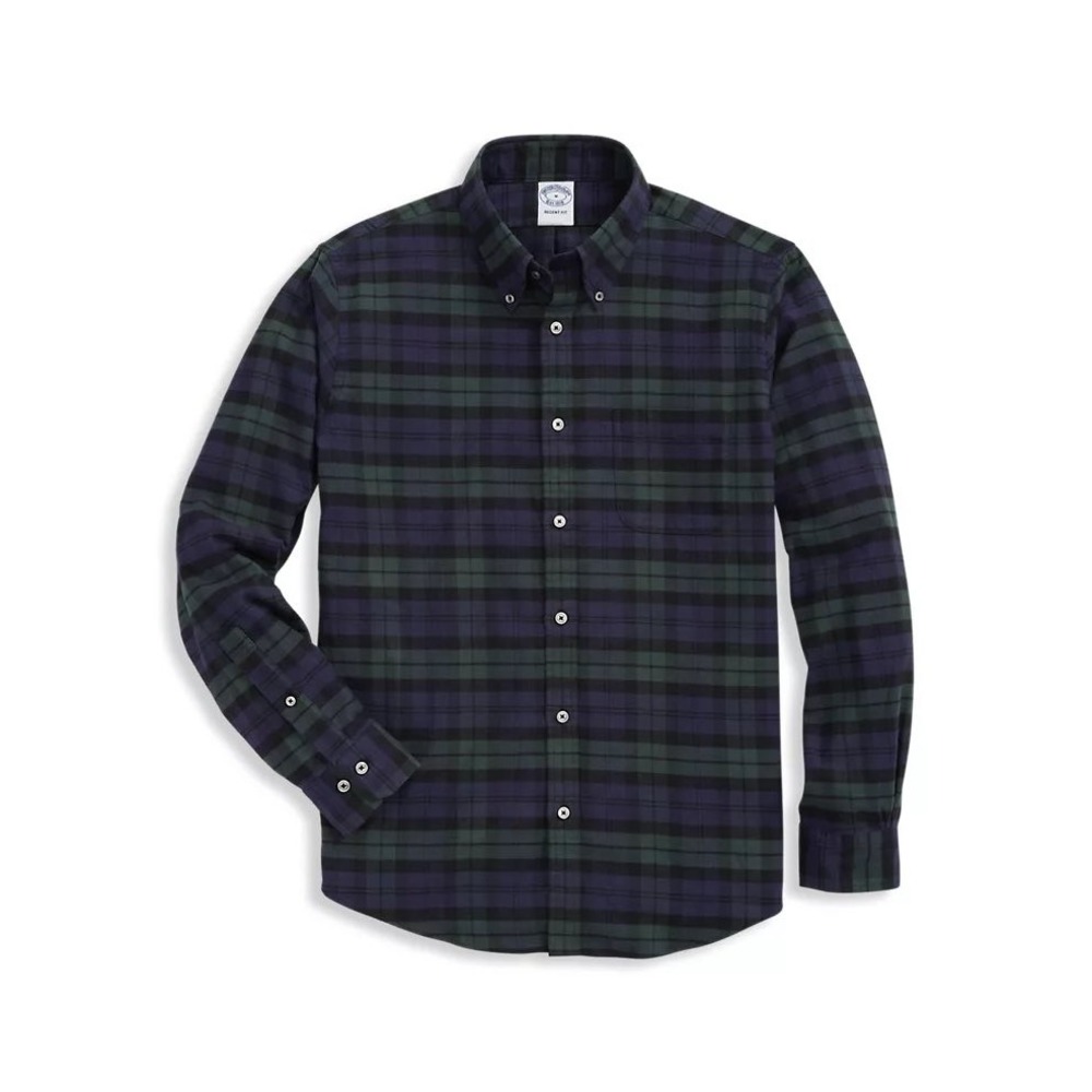 Brooks Brothers Blackwatch Flannel Shirt Mens Medium Blue Green Tartan Plaid NWT